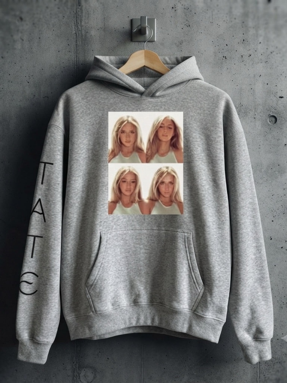 Tate McRae Women's Grey Pullover Hoodie with Photo-Panel Graphic